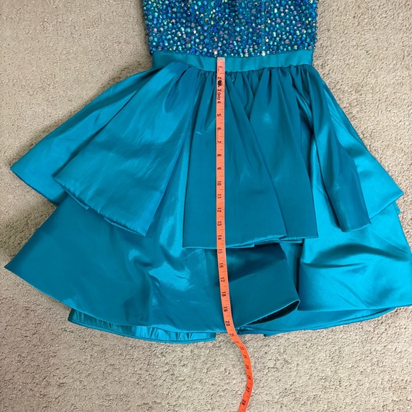 Sherri Hill Teal Rhinestone Halter Homecoming/Cocktail Dress - Size: 2 - NWT - Picture 13 of 14